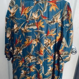 Blue Hawaiian shirt sz 2XL TropiCool 100% cotton short sleeve floral casual.